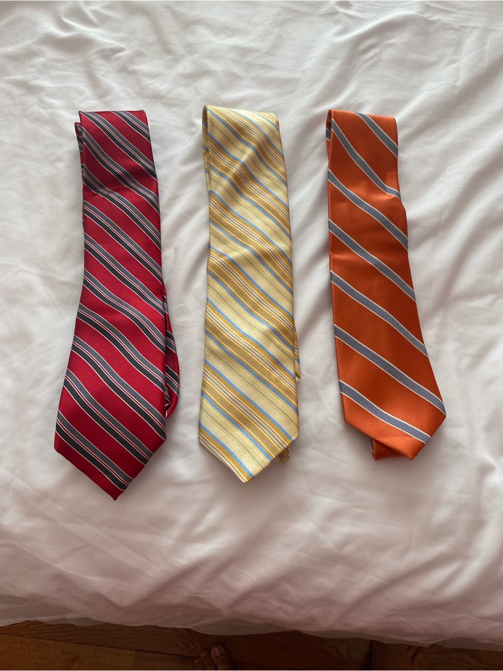 Ted Baker Striped Tie Trio in Red, Yellow, and Orange
